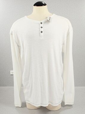 BKE Men's White Henley T-shirt
